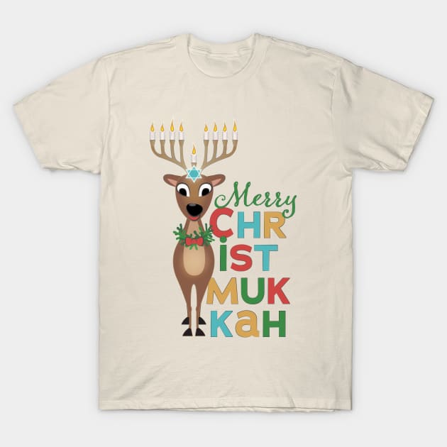 Merry Christmukkah Reindeer T-Shirt by Sanford Studio